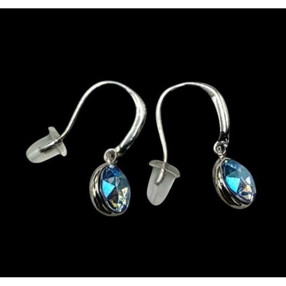 New Tocara Sterling Silver Earrings DiAmi Crystal Blue Faceted Gem Josette Hook - Picture 3 of 13